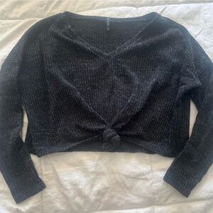 Chic Black Knotted Sweater